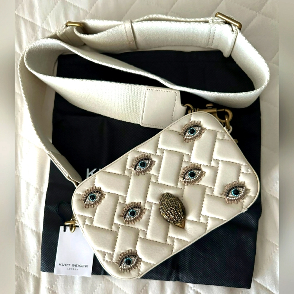 KURT GEIGER LONDON  Kensington Eye Embellished White Crossbody